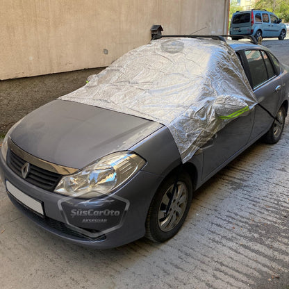 Lona delantera y lateral para todo tipo de vehículos, lona para tienda de campaña que se adapta a los espejos, lona anticongelante y protectora para ventanas de vehículos, cubierta de nieve para ventanas, lona de hielo, parasol impermeable con bolsa roja