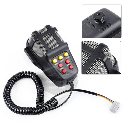 Sirena de coche potente de 7 tonos, bocina de sirena universal con megáfono y micrófono, 12 V, 100 W