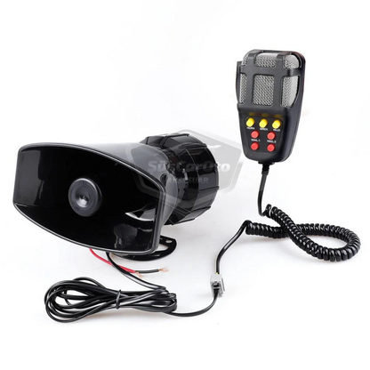 Sirena de coche potente de 7 tonos, bocina de sirena universal con megáfono y micrófono, 12 V, 100 W