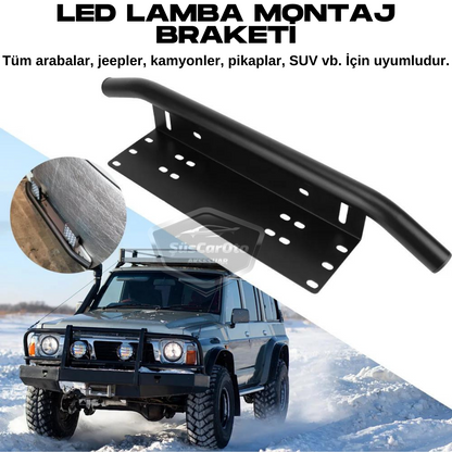 Base de matrícula y barra de protección compatibles con todos los vehículos, soporte de niebla SUV 4X4 Off Road, soporte de montaje LED, soporte LED para matrícula Cromado PLK35