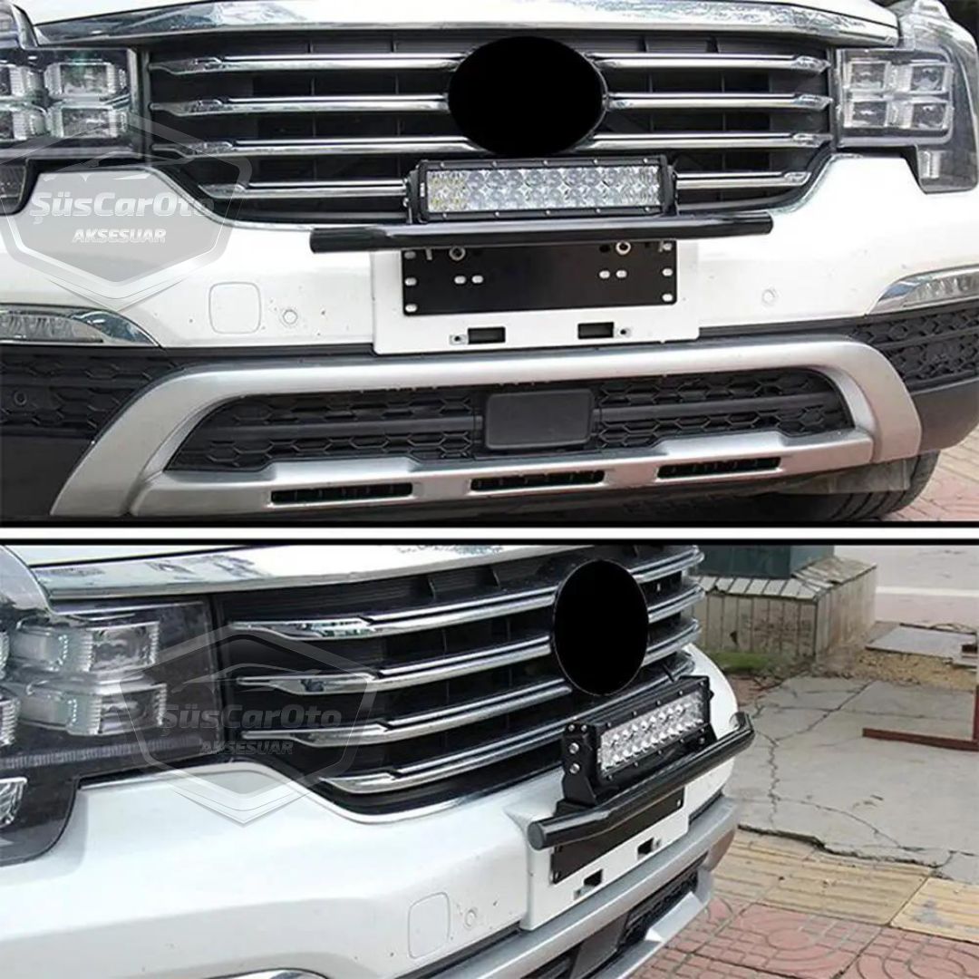 Base de matrícula y barra de protección compatibles con todos los vehículos, soporte de niebla SUV 4X4 Off Road, soporte de montaje LED, soporte LED para matrícula Cromado PLK35