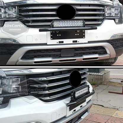 Base de matrícula y barra de protección compatibles con todos los vehículos, soporte de niebla SUV 4X4 Off Road, soporte de montaje LED, soporte LED para matrícula Cromado PLK35