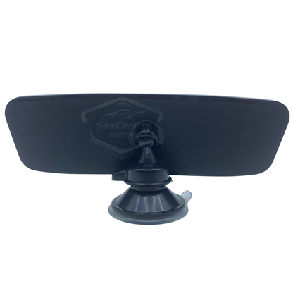 Espejo retrovisor negro con marco universal para cualquier vehículo, 55 mm x 200 mm, con ventosa, espejo interior adicional