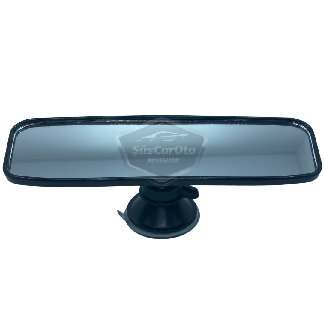 Espejo retrovisor negro con marco universal para cualquier vehículo, 55 mm x 200 mm, con ventosa, espejo interior adicional