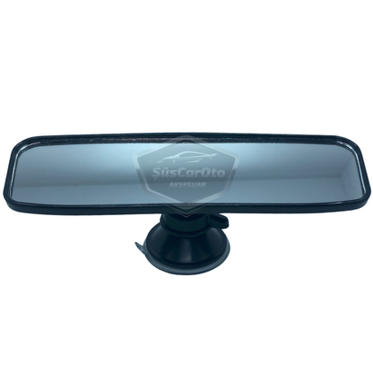 Espejo retrovisor negro con marco universal para cualquier vehículo, 55 mm x 200 mm, con ventosa, espejo interior adicional