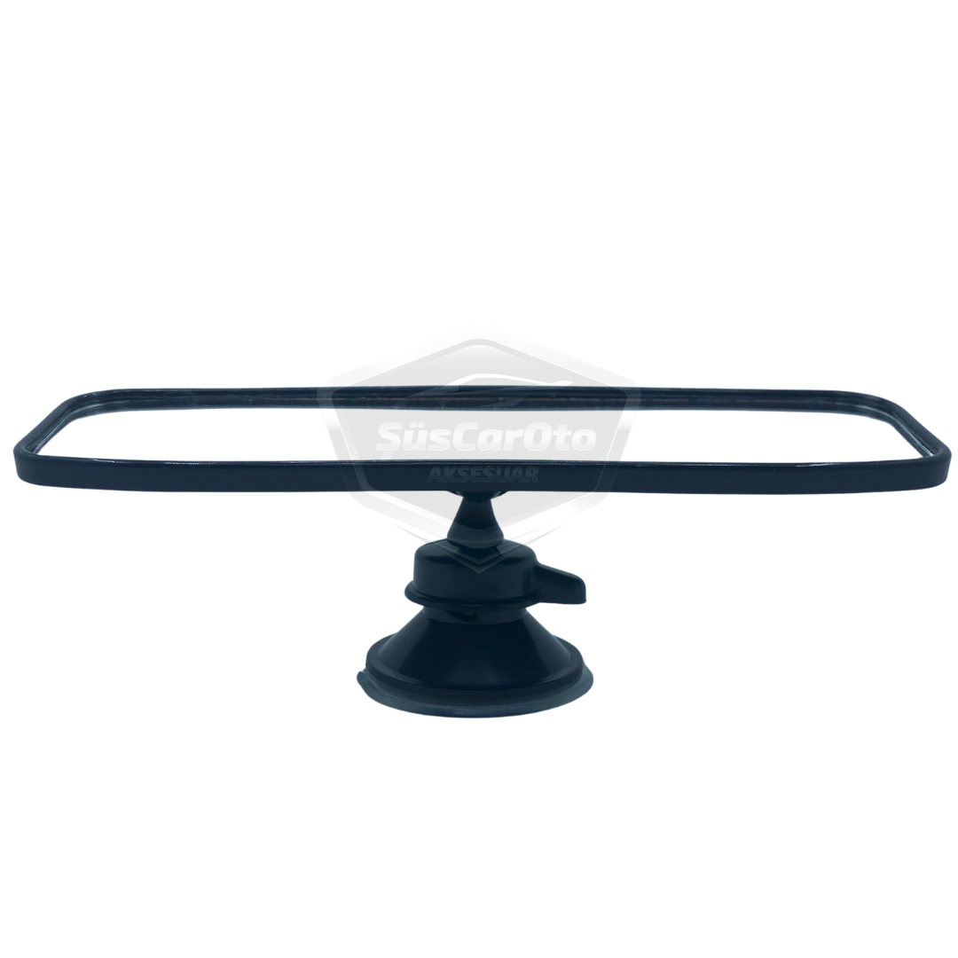 Espejo retrovisor negro con marco universal para cualquier vehículo, 55 mm x 200 mm, con ventosa, espejo interior adicional