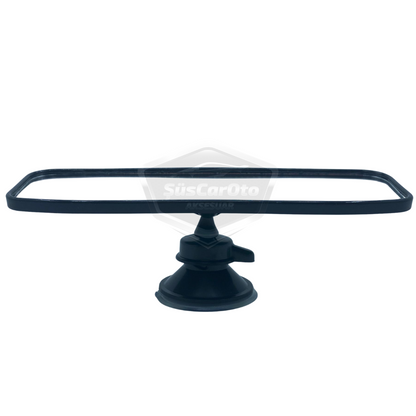 Espejo retrovisor negro con marco universal para cualquier vehículo, 55 mm x 200 mm, con ventosa, espejo interior adicional