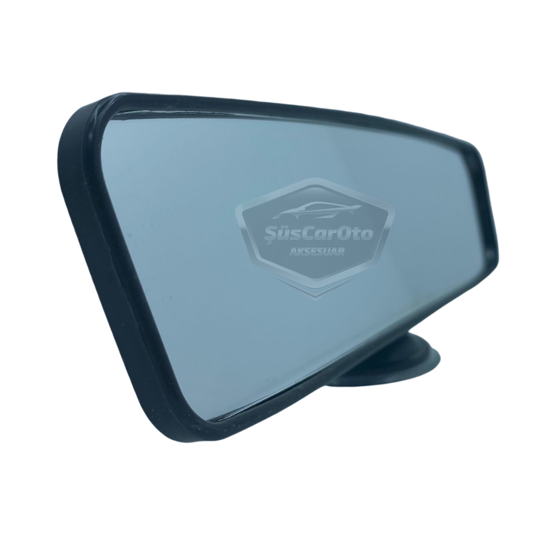 Espejo retrovisor negro con marco de 60 mm x 240 mm con ventosa para coche, interior, adicional, universal