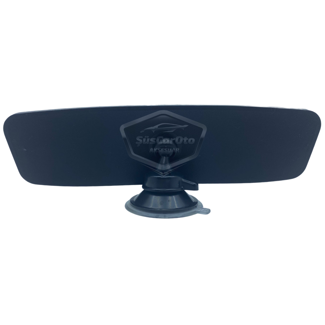 Espejo retrovisor negro con marco de 60 mm x 240 mm con ventosa para coche, interior, adicional, universal