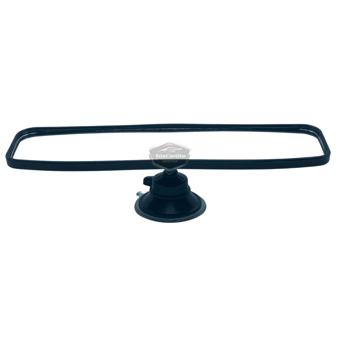 Espejo retrovisor negro con marco de 60 mm x 240 mm con ventosa para coche, interior, adicional, universal