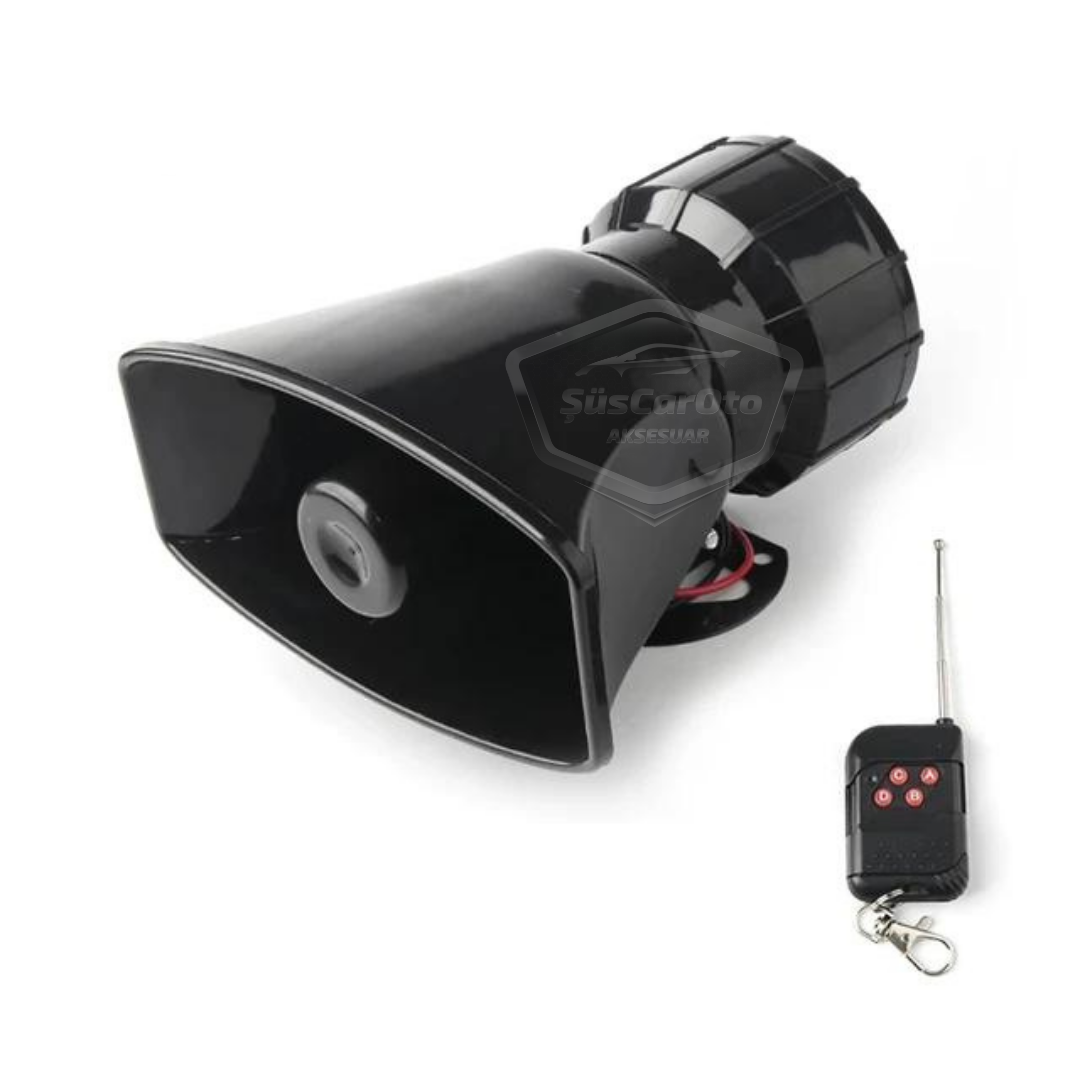 Sirena universal con mando a distancia adaptable a cualquier vehículo, 8 sonidos de sirena diferentes, bocina potente de policía, 12V 100W