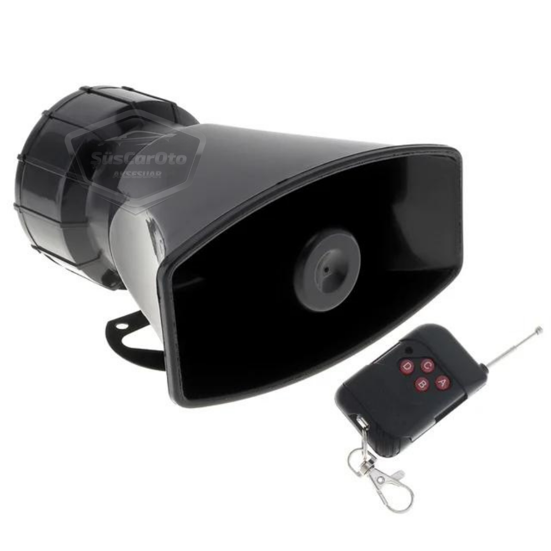 Sirena universal con mando a distancia adaptable a cualquier vehículo, 8 sonidos de sirena diferentes, bocina potente de policía, 12V 100W