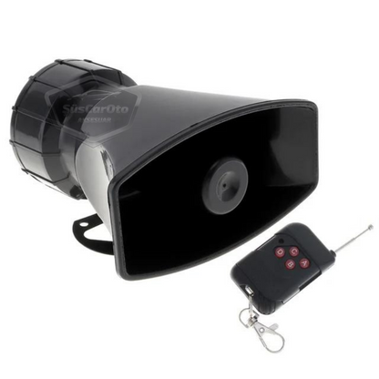 Sirena universal con mando a distancia adaptable a cualquier vehículo, 8 sonidos de sirena diferentes, bocina potente de policía, 12V 100W
