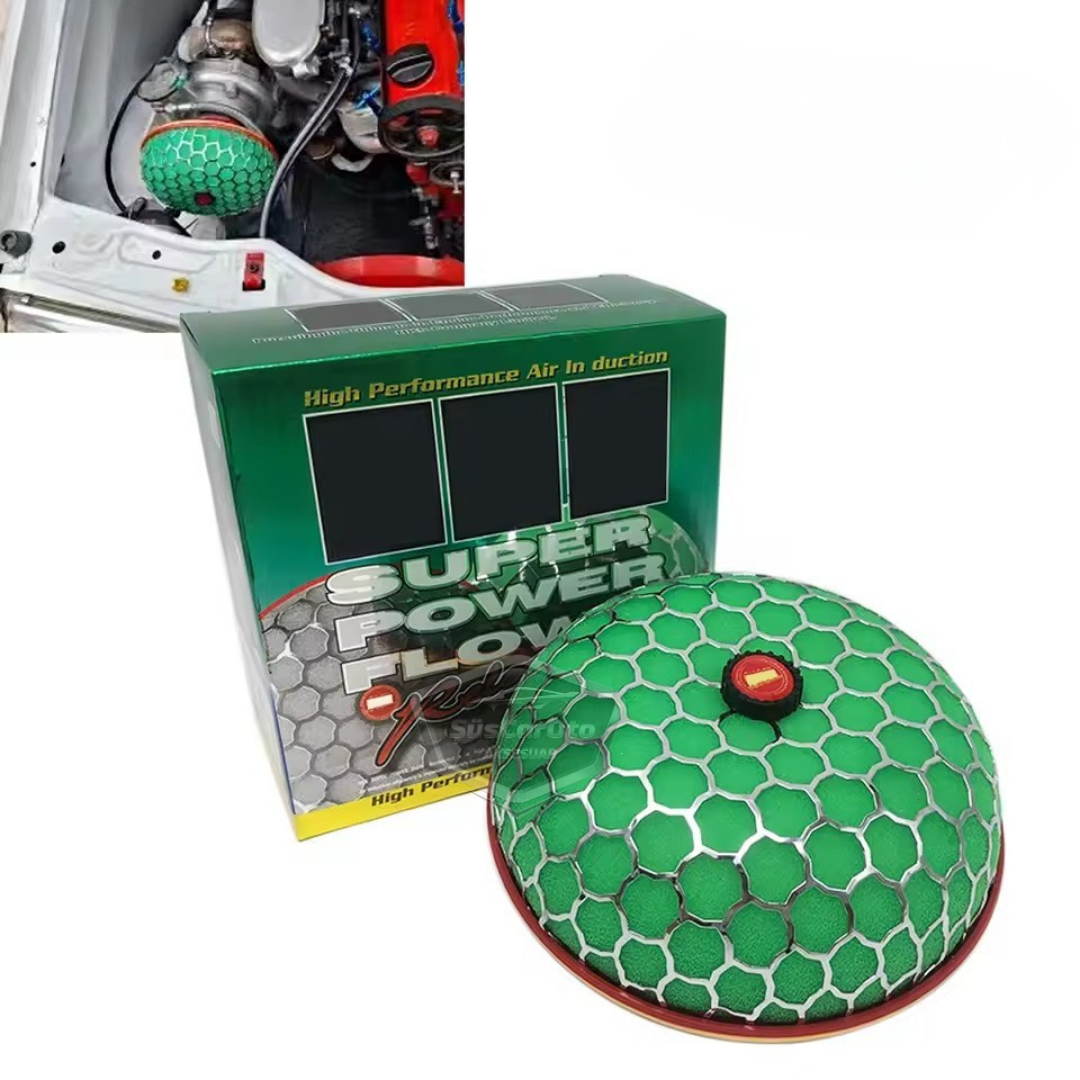 HKS Universal Performans ve Ses Arttırıcı Aparatlı Açık Hava Filtresi +6 Hp Yeşil Mantar Tip 80 mm