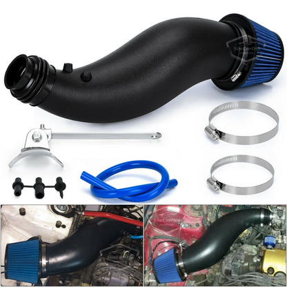 Honda Civic 1.6L EG EK 1992-2000 Uyumlu Performans & Ses Arttırıcı Yüksek Akışlı Soğuk Spor Açık Hava Filtre Kiti Emme Borusu Set Bigtube +6 Hp 52-89 mm Siyah Mavi