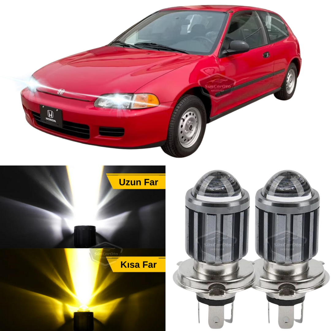 Honda Civic 1991-1995 Compatible Lente Faro Bombilla Led Xenón Bicolor Amarillo-Blanco Faro Efecto Estroboscópico CSP Lámpara Led Largo Corto 2 Piezas Set
