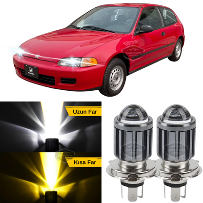 Honda Civic 1991-1995 Compatible Lente Faro Bombilla Led Xenón Bicolor Amarillo-Blanco Faro Efecto Estroboscópico CSP Lámpara Led Largo Corto 2 Piezas Set
