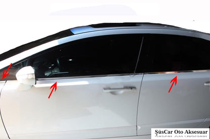 Honda Civic 2006-2011 Sedán Embellecedor Cromado de Ventana 4 Puertas 6 Piezas Acero Inoxidable