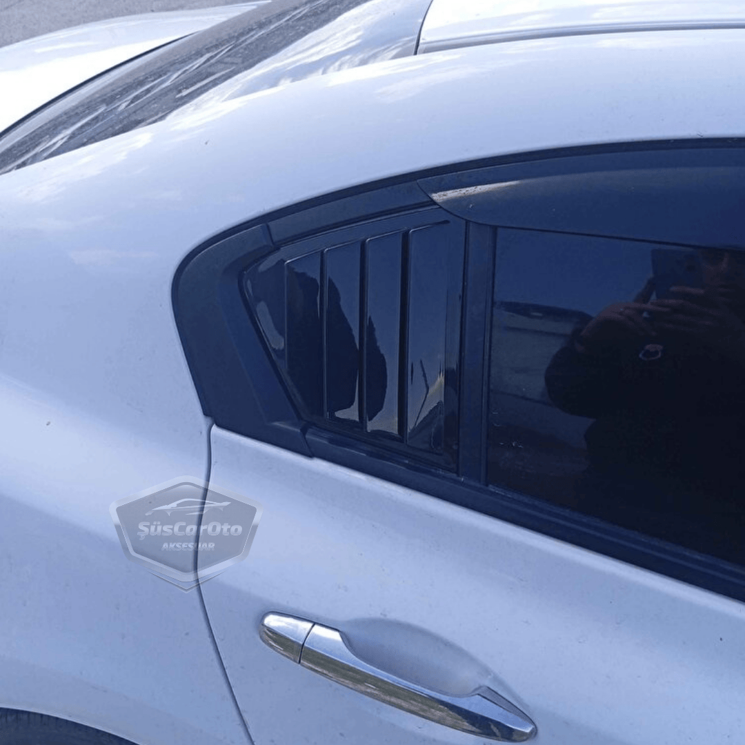 Honda Civic FB7 2012-2016 Compatible Rejilla de Ventana Trasera Visor de Ventana Trasera Ventilación Derecha Izquierda Juego Negro Brillante