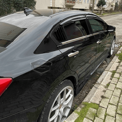 Honda Civic FB7 2012-2016 Compatible Rejilla de Ventana Trasera Visor de Ventana Trasera Ventilación Derecha Izquierda Juego Negro Brillante