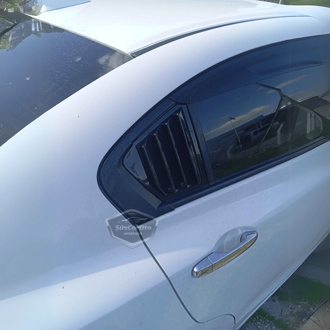 Honda Civic FB7 2012-2016 Compatible Rejilla de Ventana Trasera Visor de Ventana Trasera Ventilación Derecha Izquierda Juego Negro Brillante