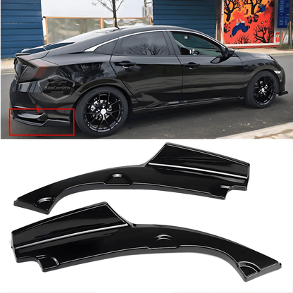Honda Civic FC5 2016-2021 Araca Özel Parlak Siyah Arka Çıkıntılı Flap Kanatlı Arka Ek ABS Plastik Piano Black Arka Tampon Bıçak