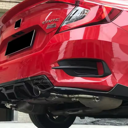 Honda Civic FC5 2016-2021 Araca Özel Parlak Siyah Arka Çıkıntılı Flap Kanatlı Arka Ek ABS Plastik Piano Black Arka Tampon Bıçak