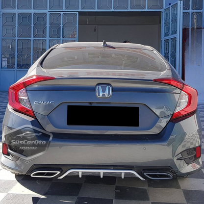 Honda Civic FC5 2016-2021 Difusor trasero negro y gris específico para vehículo con salidas de escape dobles cuadradas con garras, accesorio de parachoques trasero, importado de primera calidad DFZ15