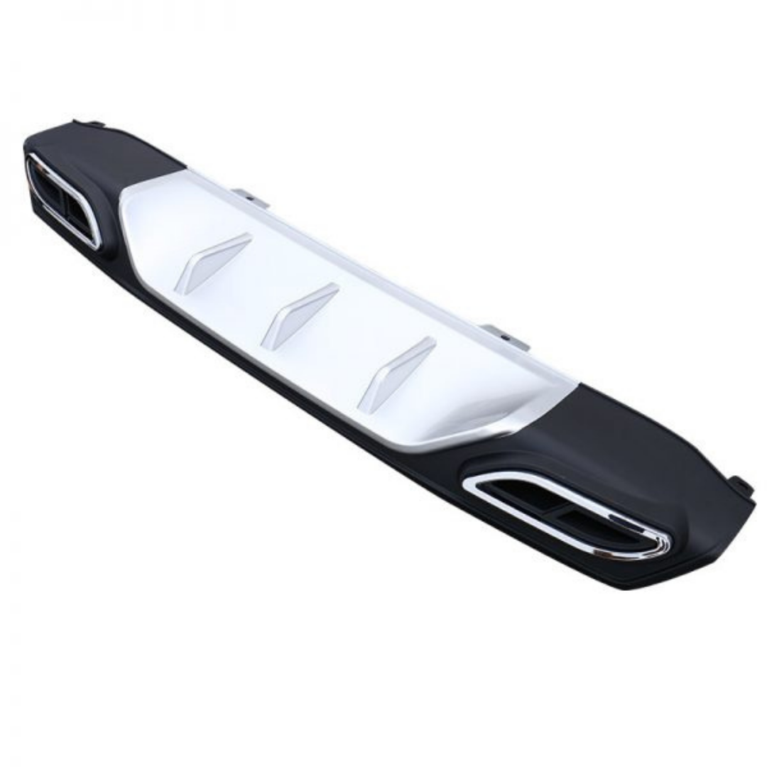 Honda Civic FC5 2016-2021 Difusor trasero negro y gris específico para vehículo con salidas de escape dobles cuadradas con garras, accesorio de parachoques trasero, importado de primera calidad DFZ15