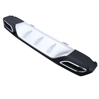 Honda Civic FC5 2016-2021 Difusor trasero negro y gris específico para vehículo con salidas de escape dobles cuadradas con garras, accesorio de parachoques trasero, importado de primera calidad DFZ15