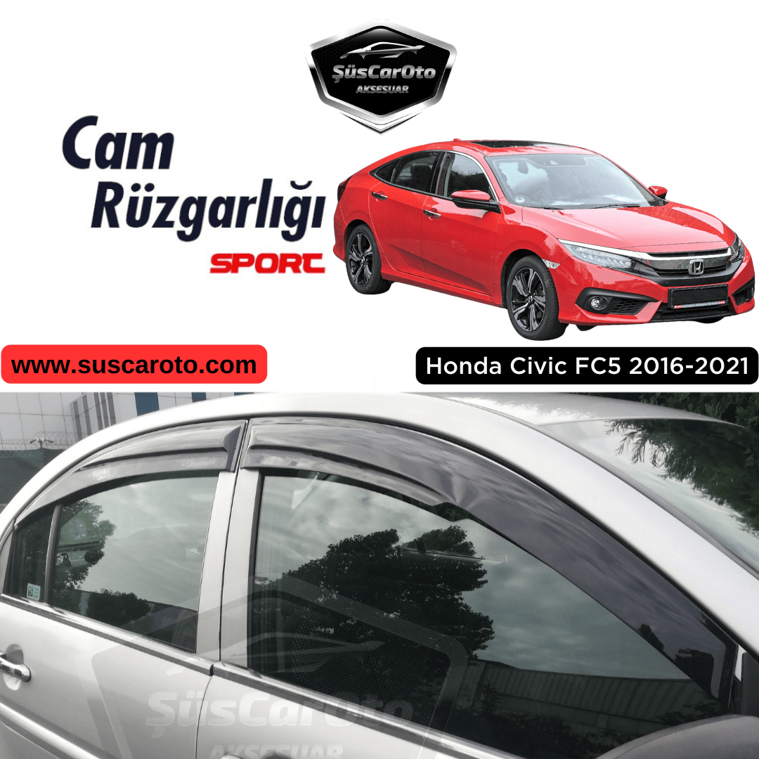 Mugen Deflectores de ventana compatibles con Honda Civic FC5 2016-2021 Sedán, Juego de 4 piezas en negro piano importado brillante