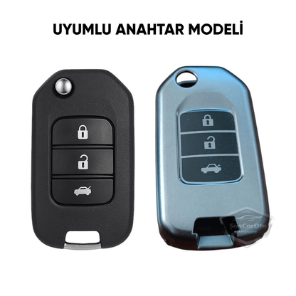 Funda de silicona para llave de coche Honda Civic FC5 Accord CR-V HR-V City Plegable Compatible Carcasa para llave de coche Amortiguador Llavero Gris Titanio Oscuro PNT113
