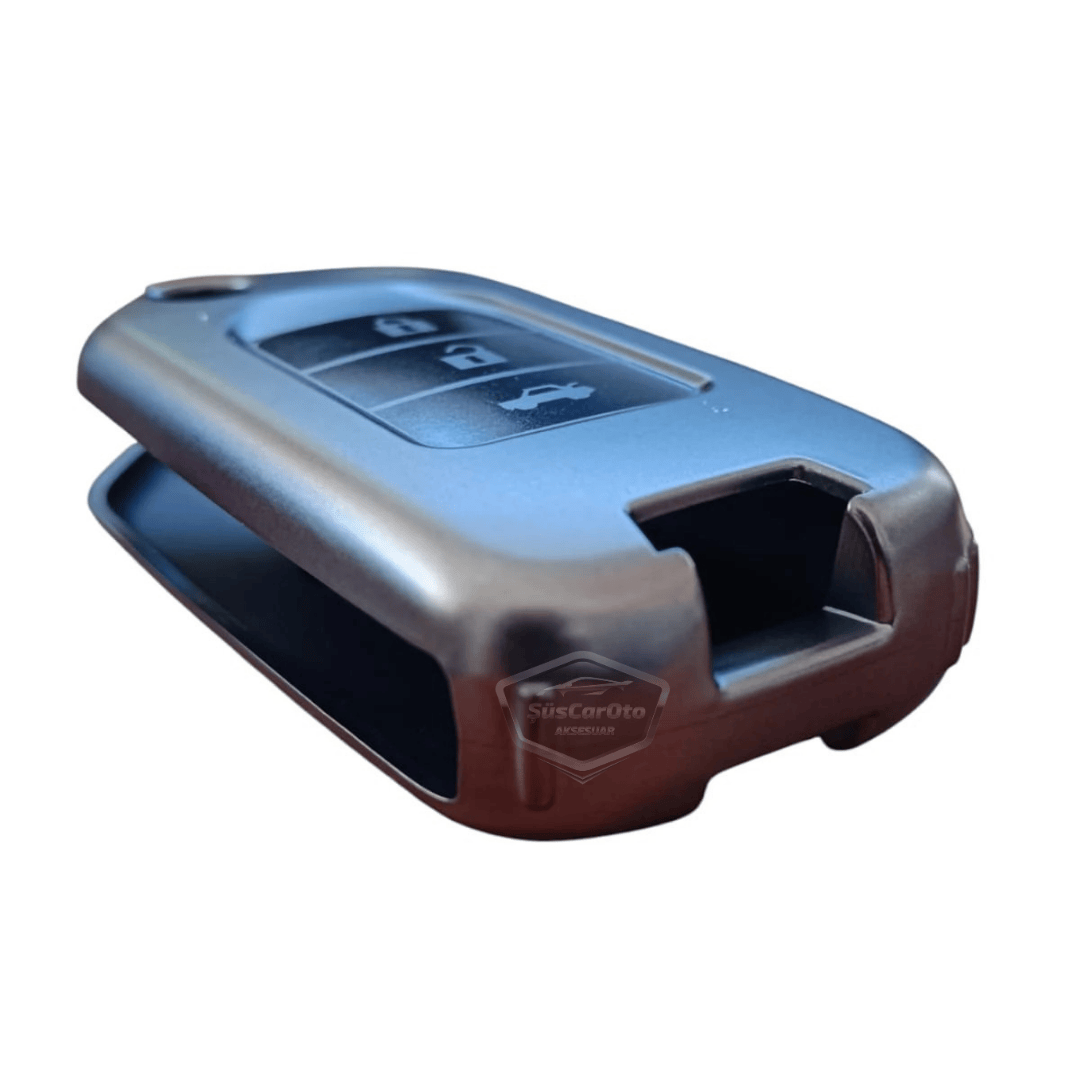 Funda de silicona para llave de coche Honda Civic FC5 Accord CR-V HR-V City Plegable Compatible Carcasa para llave de coche Amortiguador Llavero Gris Titanio Oscuro PNT113