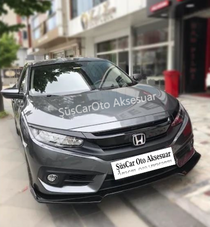 Honda Civic FC5 Labio Flexible de 3 Piezas Negro Brillante con Alerón