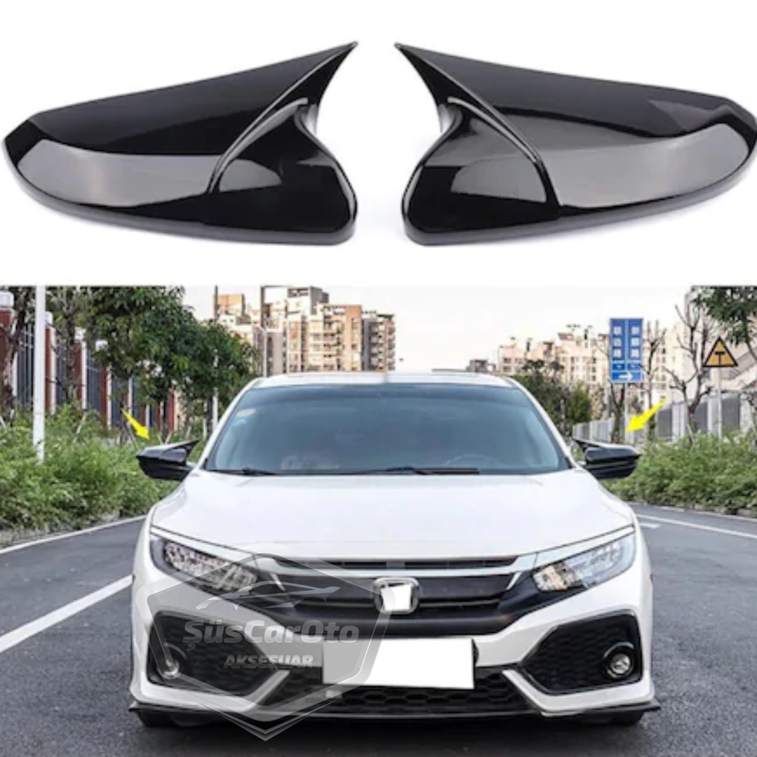 Honda Civic FC5 FK7 2016-2021 Tapa de Espejo Murciélago Batman Negro Piano Plástico ABS