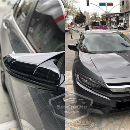Honda Civic FC5 FK7 2016-2021 Tapa de Espejo Murciélago Batman Negro Piano Plástico ABS