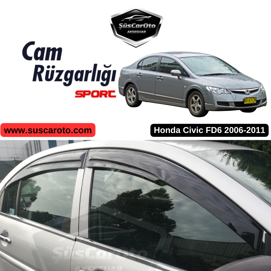 Juego de deflectores de viento Mugen para Honda Civic FD6 2006-2011, color negro piano, 4 unidades, importado