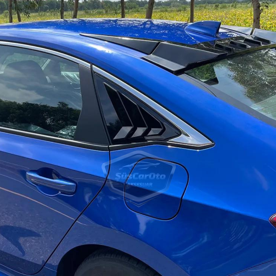Rejilla de ventanilla para Honda Civic Fe1 2022 en adelante, visera de ventanilla, rejillas de ventilación, kit derecho e izquierdo, negro brillante