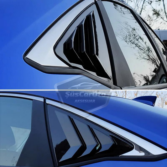 Rejilla de ventanilla para Honda Civic Fe1 2022 en adelante, visera de ventanilla, rejillas de ventilación, kit derecho e izquierdo, negro brillante
