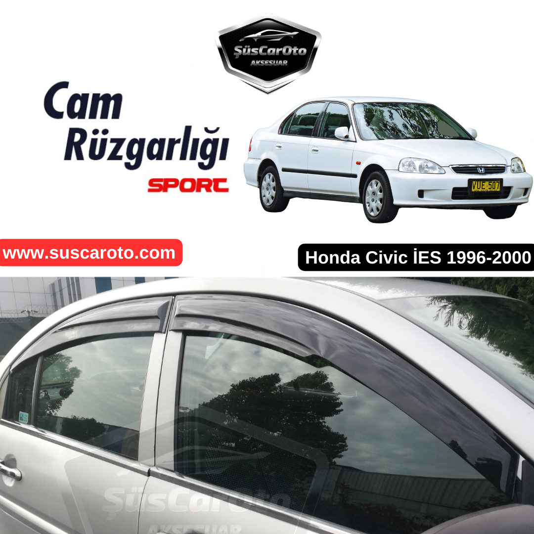 Set de deflectores de ventanilla Mugen Piano Black, 4 unidades, importados, compatible con Honda Civic İES EK 1996-2000