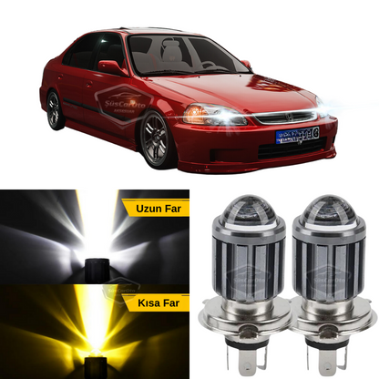 Honda Civic İES EK 1996-2000 Compatible Lente Faro Bombilla Led Xenón Doble Color Amarillo-Blanco Faro Efecto Flash CSP Led Lámpara Luces Largas Cortas 2 Piezas Set