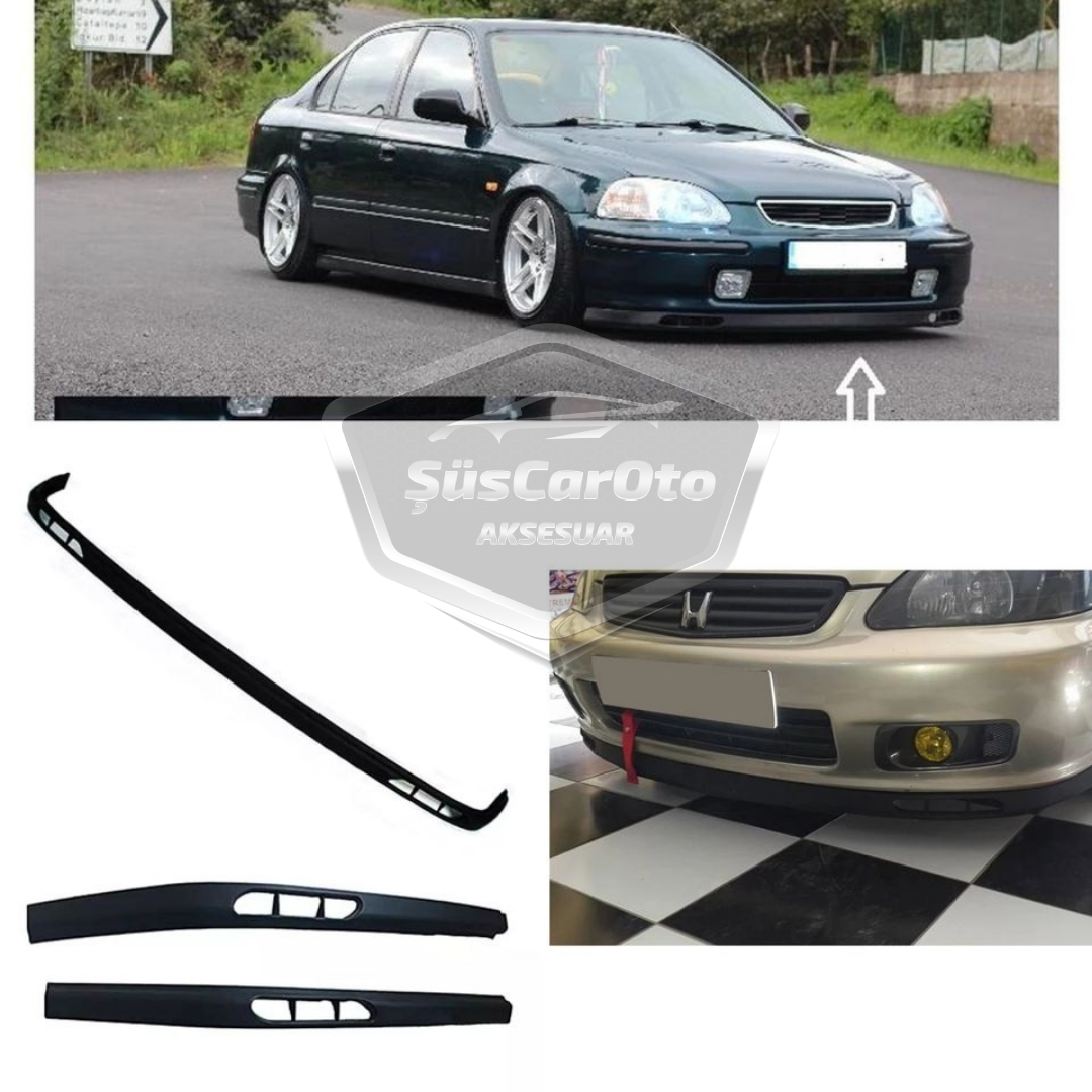 Honda Civic İES EK EJ 1996-2000 Universal Laguna Lip Flexible Spoiler Delantero 2 Piezas Bajo Parachoques Lengüeta Deflector Faldón Lateral Adicional