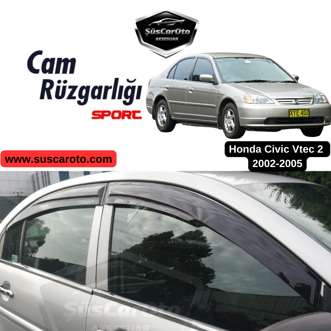 Juego de deflectores de ventana Mugen para Honda Civic Vtec2 2002-2005, piano negro, 4 piezas, importado