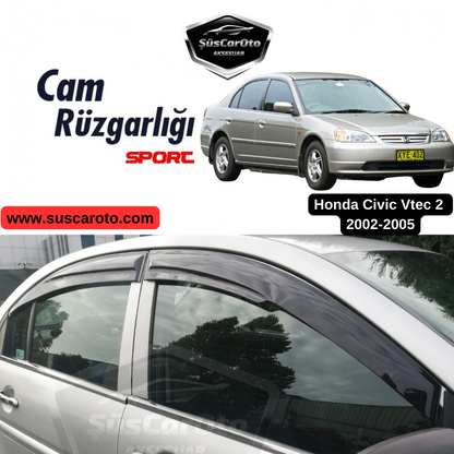 Juego de deflectores de ventana Mugen para Honda Civic Vtec2 2002-2005, piano negro, 4 piezas, importado