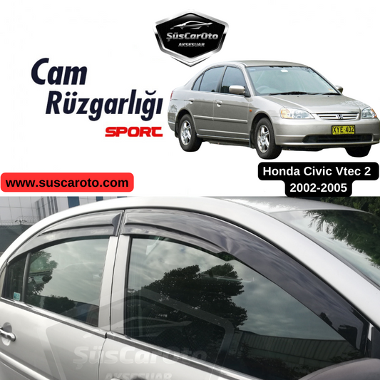 Juego de deflectores de ventana Mugen para Honda Civic Vtec2 2002-2005, piano negro, 4 piezas, importado