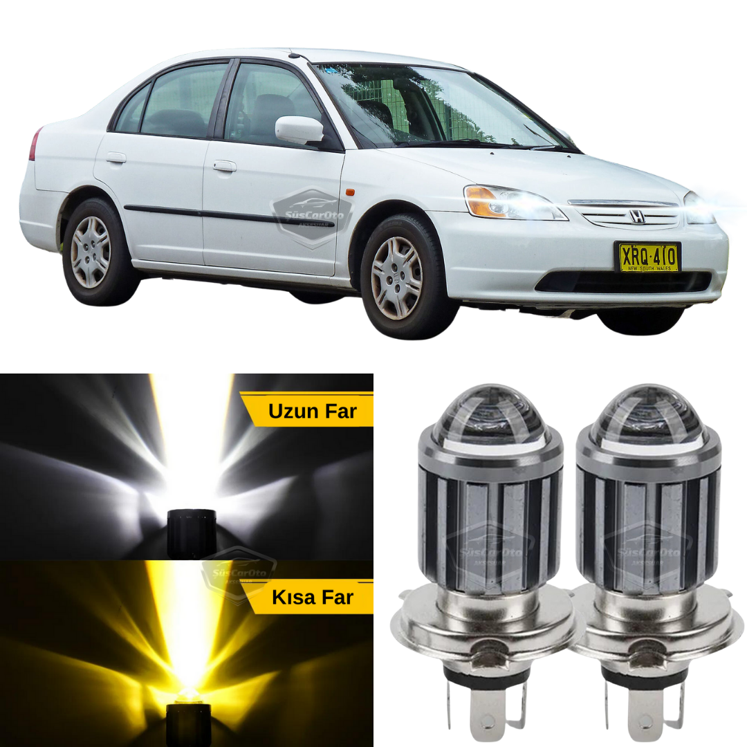 Bombilla de faro con lente compatible con Honda Civic Vtec1 2001-2004 Carcasa sin facelift LED Xenon Bicolor Amarillo-Blanco Faro efecto estroboscópico Lámpara LED CSP Luces altas y bajas 2 unidades