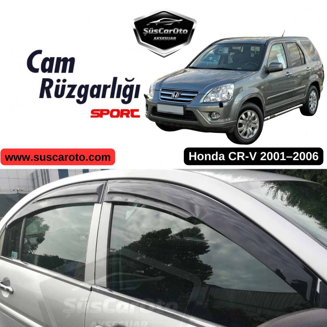 Juego de deflectores de viento Mugen para Honda CRV 2001-2006, color negro piano, 4 piezas, importado