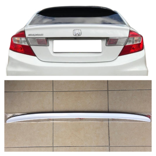 Honda Civic Fb7 12-16 Alerón superior de maletero Tira de maletero Blanco brillante