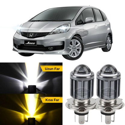 Bombilla de faro Honda Jazz 2009-2019 compatible con lente LED Xenon doble color amarillo-blanco, lámpara LED CSP de efecto estroboscópico, juego de 2 luces altas y bajas.