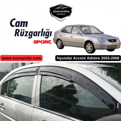 Juego de deflectores de viento para ventana Mugen, compatible con Hyundai Accent Admire 2003-2006, negro piano, 4 piezas, importado
